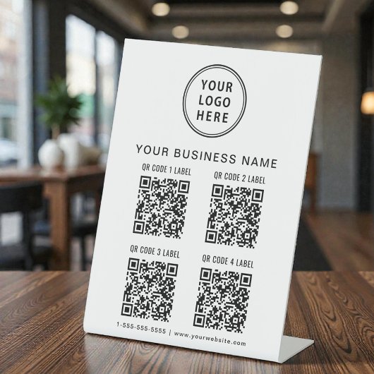 Business Logo 4 QR Codes 台座サイン