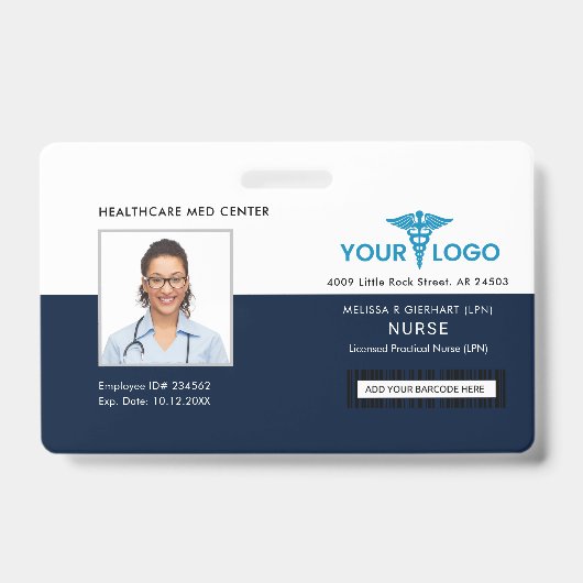 Business Logo and Employees Photo ID バッジ (正面)