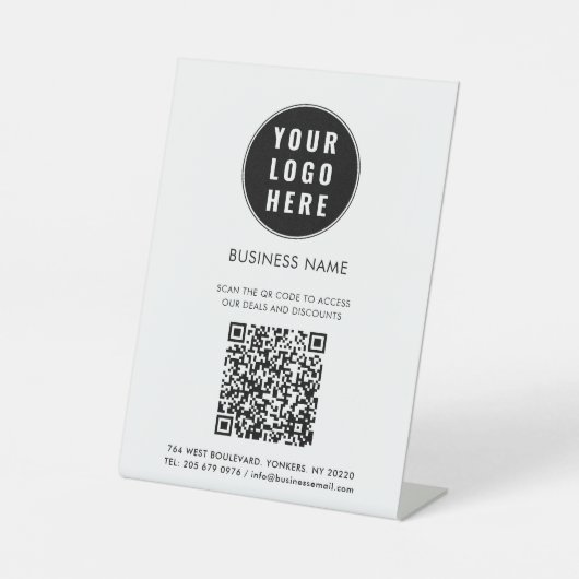 Business Logo and QR Code Custom 台座サイン (正面)