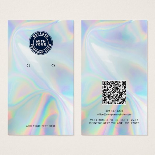 Business Logo and QR Code Earring Display Card (正面&裏面)