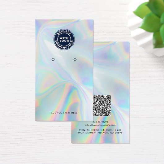 Business Logo and QR Code Earring Display Card (デスク)