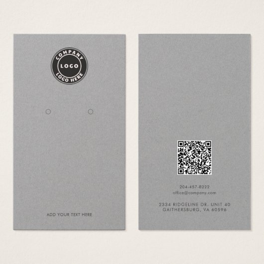 Business Logo and QR Code Earrings Display Card (正面&裏面)