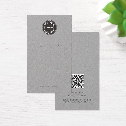 Business Logo and QR Code Earrings Display Card (デスク)