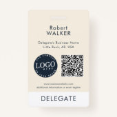 Business Logo and QR Code Event Attendee Custom ID バッジ (正面)