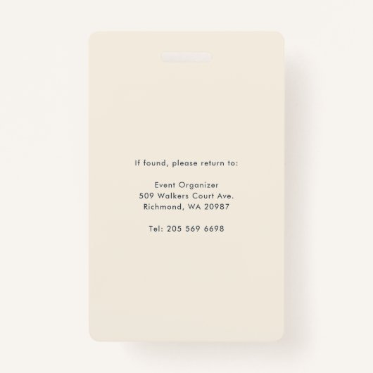 Business Logo and QR Code Event Attendee Custom ID バッジ (裏面)