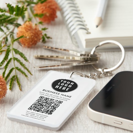 Business Logo and QR Code Modern キーホルダー (正面右)