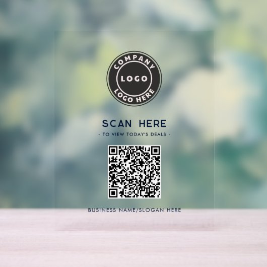 Business Logo and QR Code Scan Here アクリルサイン (ニュートラル)