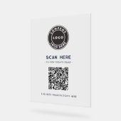 Business Logo and QR Code Scan Here アクリルサイン (傾斜)