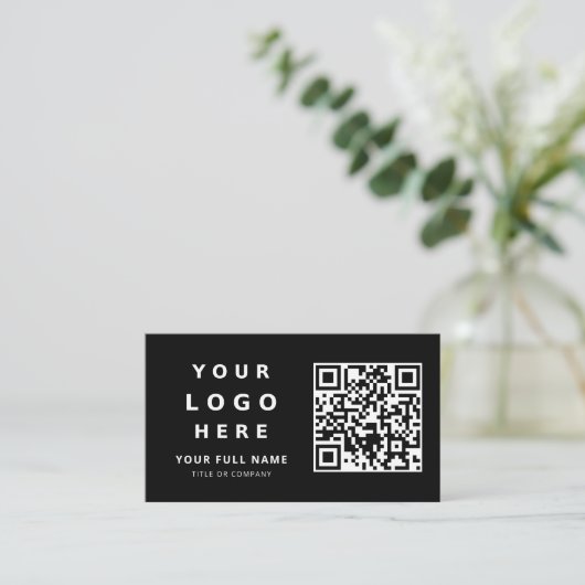 Business Logo And Qr Code Simple Minimalist Black 名刺 (スタンド正面)