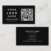 Business Logo And Qr Code Simple Minimalist Black 名刺 (正面/裏面)