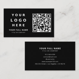 Business Logo And Qr Code Simple Minimalist Black 名刺