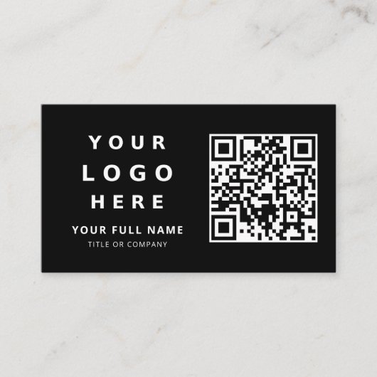 Business Logo And Qr Code Simple Minimalist Black 名刺 (正面)