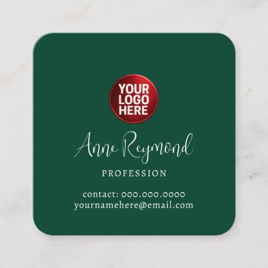 Business Logo and Script Name Green スクエア名刺 (正面)