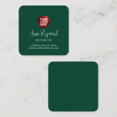 Business Logo and Script Name Green スクエア名刺 (正面/裏面)