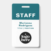 Business Logo Barcode Custom Employee Staff Tag バッジ (正面)