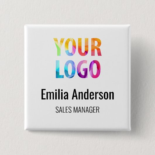 Business Logo Basic Employee Staff Nameバッジ 缶バッジ (正面)