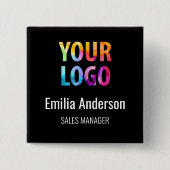 Business Logo Basic Employee Staff Nameバッジ 缶バッジ (正面)