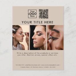 Business Logo Beige美しいサロン3写真QRコード チラシ