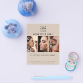 Business Logo Beige美しいサロン3枚 チラシ (シングル)