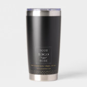 Business Logo Black Gold Dots Branded 保温保冷タンブラー (正面)