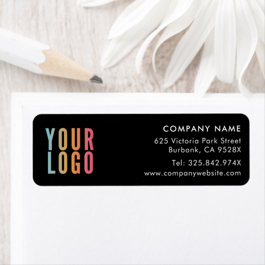 Business Logo Black Return Address Label ラベル (インサイチュ)