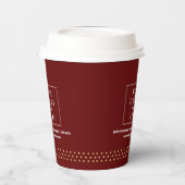 Business Logo Branded Paper Cup Burgundy Gold Dots 紙コップ (左)