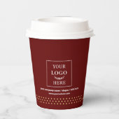 Business Logo Branded Paper Cup Burgundy Gold Dots 紙コップ (裏面)