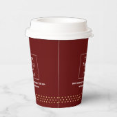 Business Logo Branded Paper Cup Burgundy Gold Dots 紙コップ (右)