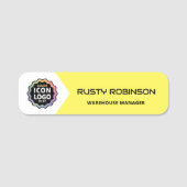 Business Logo Bright Yellow White Employee ID 名札 (正面)