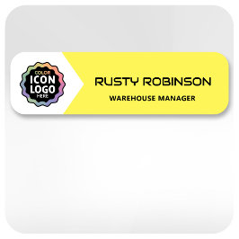 Business Logo Bright Yellow White Employee ID 名札