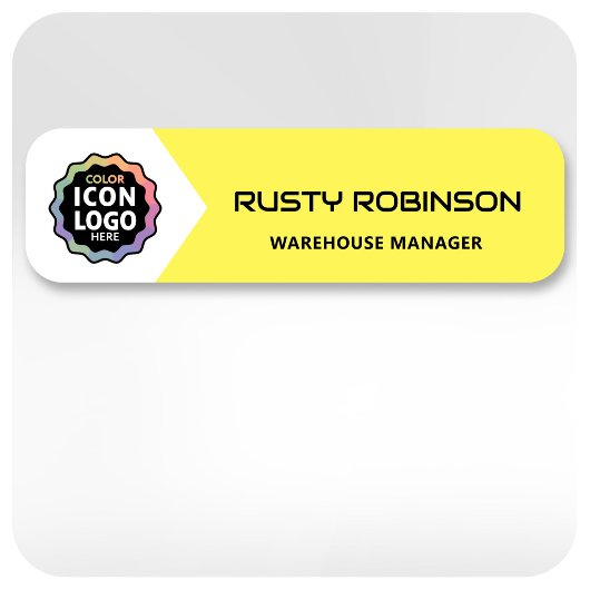Business Logo Bright Yellow White Employee ID 名札