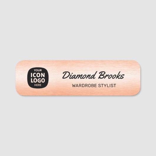 Business Logo Brushed Copper Professional ID  名札 (正面)