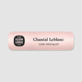 Business Logo Brushed Rose Gold Professional ID 名札 (正面)