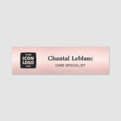 Business Logo Brushed Rose Gold Professional ID 名札 (正面)