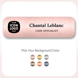 Business Logo Brushed Rose Gold Professional ID 名札