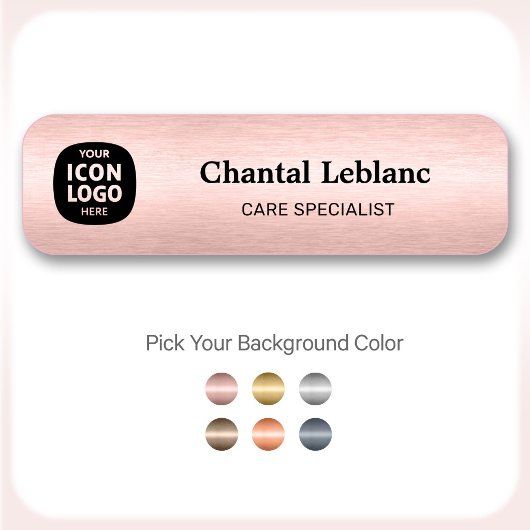 Business Logo Brushed Rose Gold Professional ID 名札