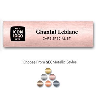 Business Logo Brushed Rose Gold Professional ID 名札