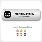 Business Logo Brushed Silver Professional ID  名札