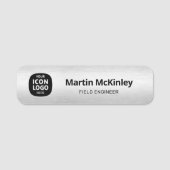 Business Logo Brushed Silver Professional ID  名札 (正面)