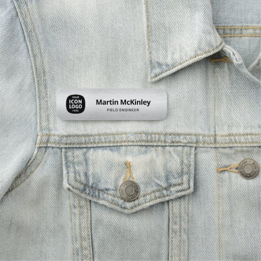Business Logo Brushed Silver Professional ID  名札 (インサイチュ)