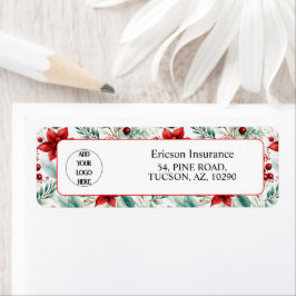 Business Logo Christmas Greenery Return Address ラベル