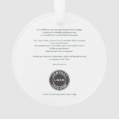 Business Logo Christmas Holiday Corporate Custom オーナメント (裏面)
