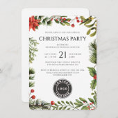 Business Logo Christmas Holiday Party 招待状 (正面/裏面)