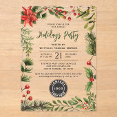 Business Logo Christmas Holidays Employees Party アクリル招待状 (正面)