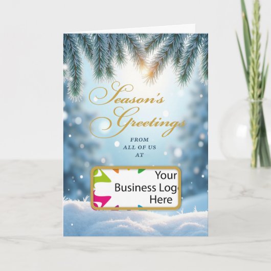 Business Logo Christmas Season’s Greetings Snow カード (正面)