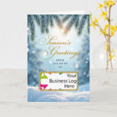 Business Logo Christmas Season’s Greetings Snow カード (黄色い花)