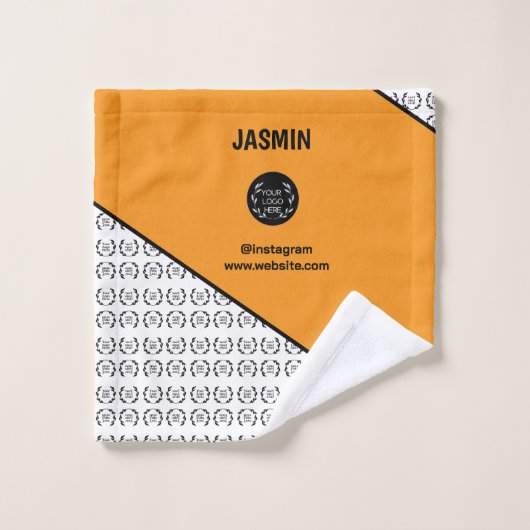Business Logo Color Block Pattern Name Title ウォッシュタオル (ウォッシュタオル)