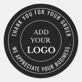 Business Logo Companyブランドサンキューブラック ラウンドシール