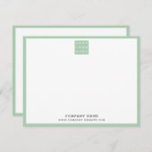 Business Logo Company Name Green Border ノートカード (正面/裏面)