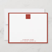 Business Logo Company Name Red Border Note Card ノートカード (正面)